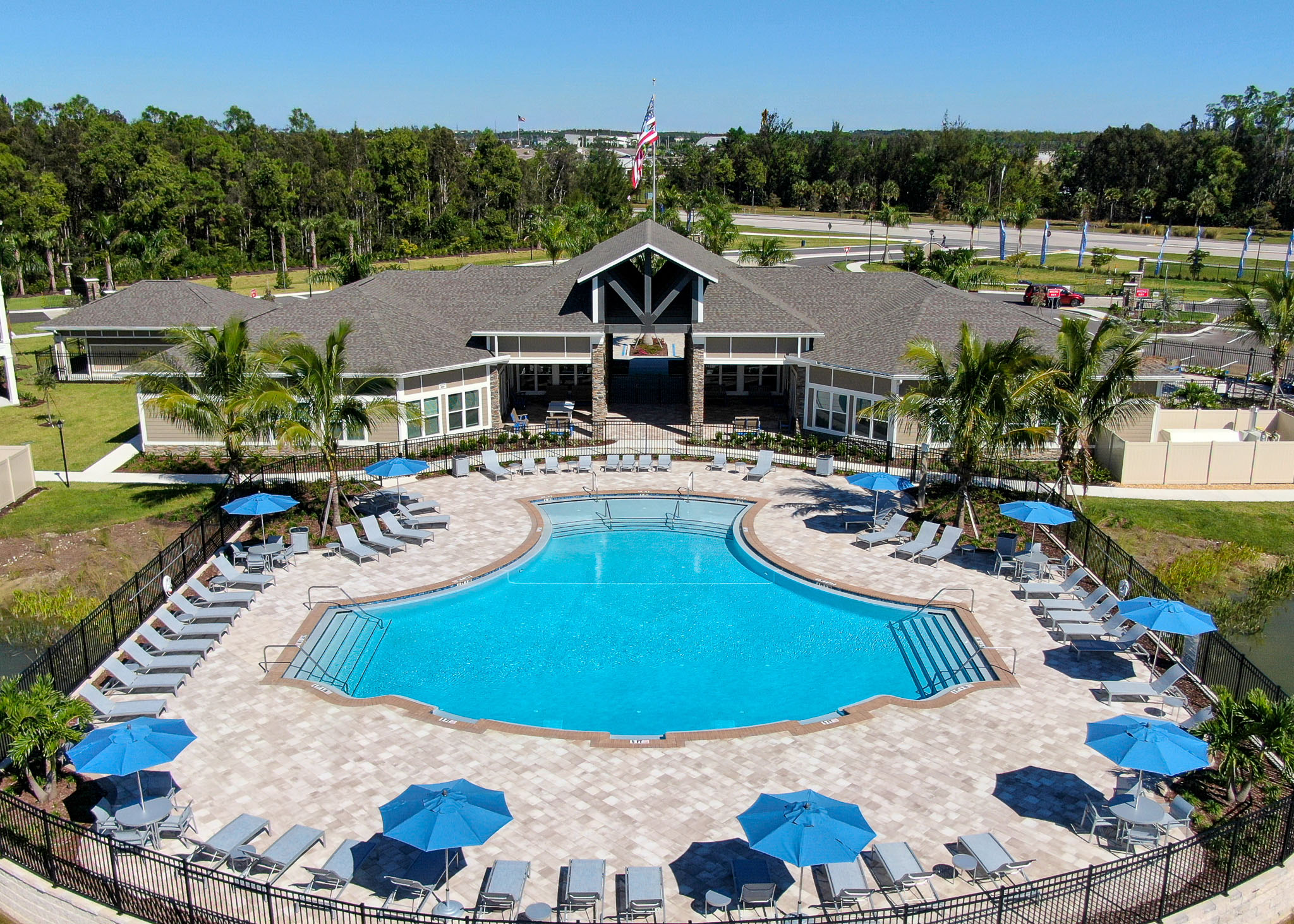outside commercial pool deck