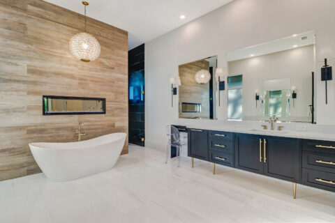 master bathroom with big soak tub
