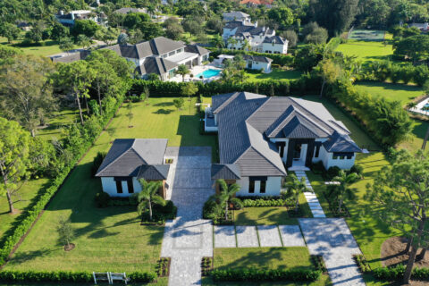 arial photograph of the house and its land