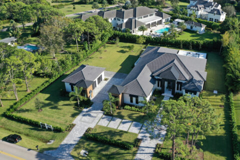 arial photograph of the house and its land