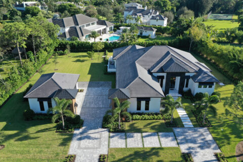 arial photograph of the house and its land