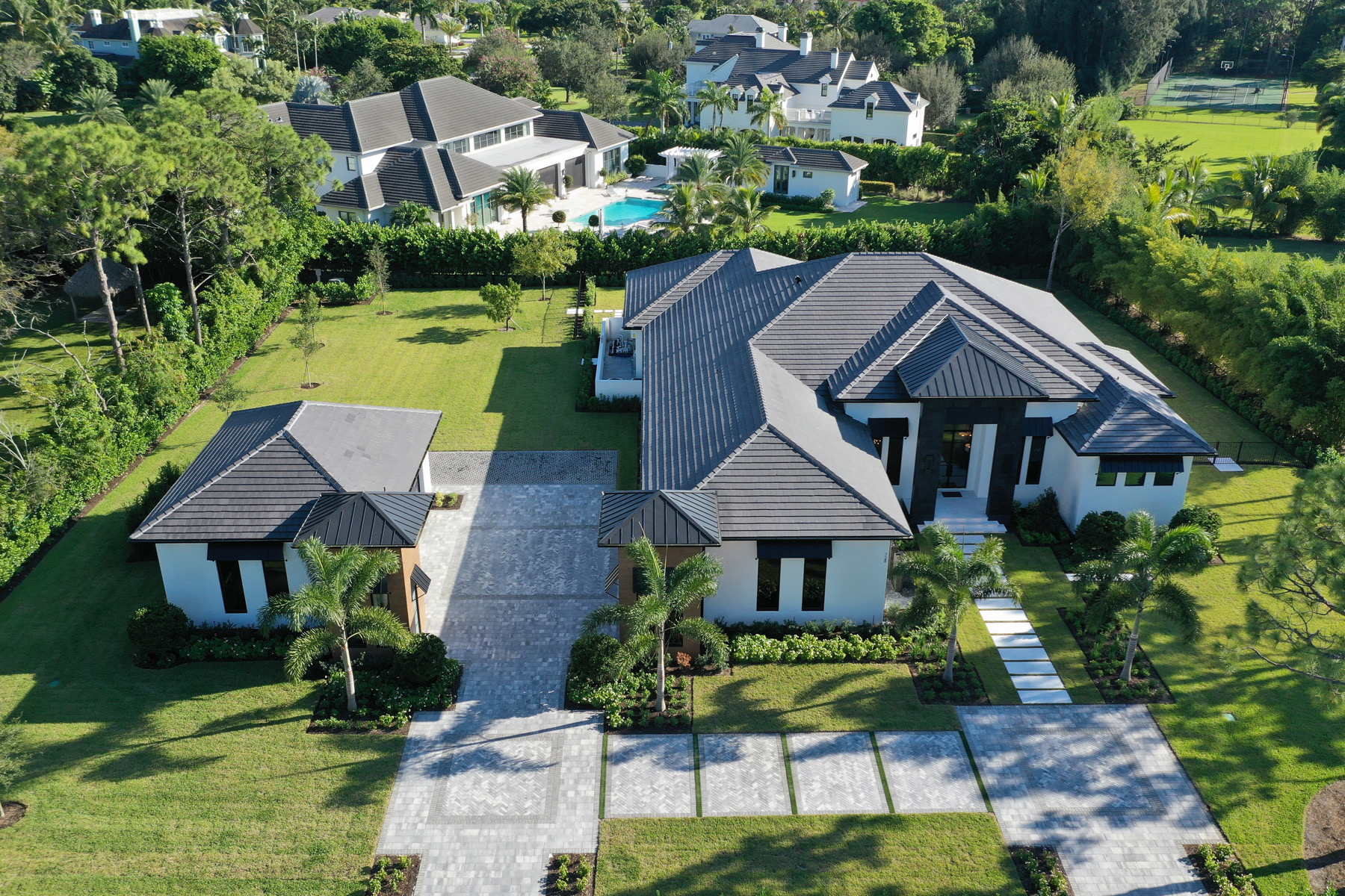 arial photograph of the house and its land