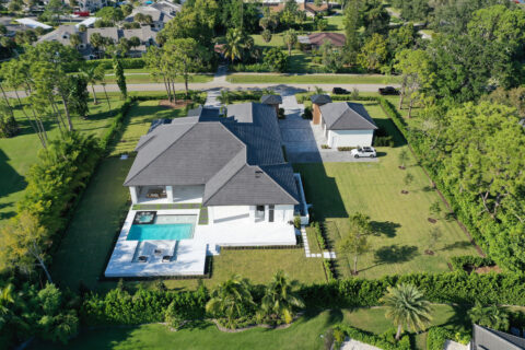 arial photograph of the house and its land