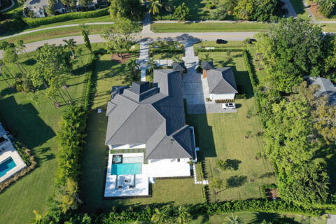 arial photograph of the house and its land