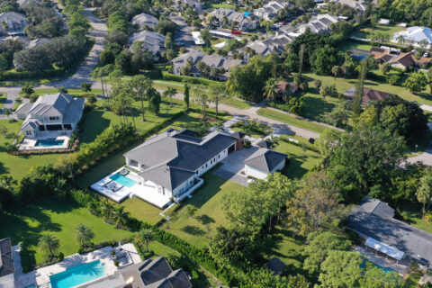 arial photograph of the house and its land