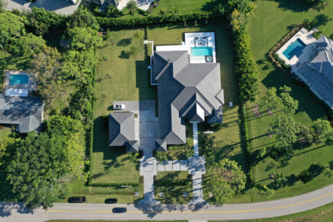 arial photograph of the house and its land
