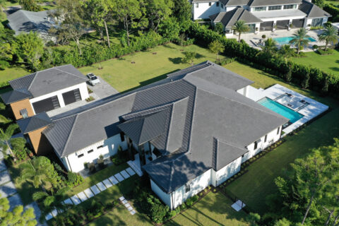 arial photograph of the house and its land