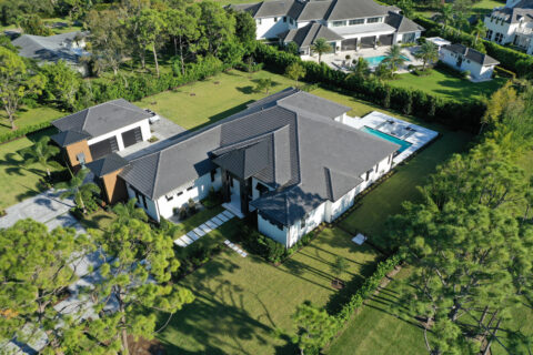 arial photograph of the house and its land