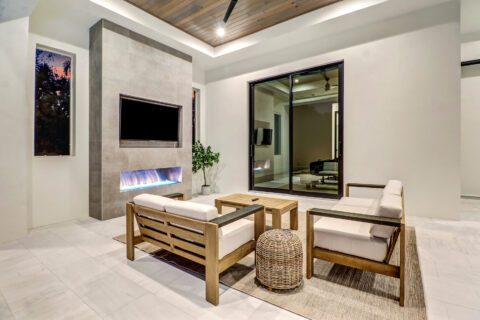 outdoor area with tv and table