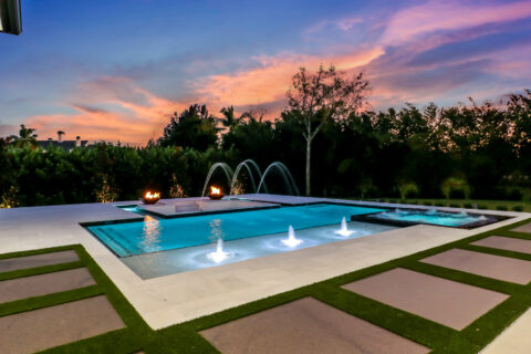 pool area at sunset